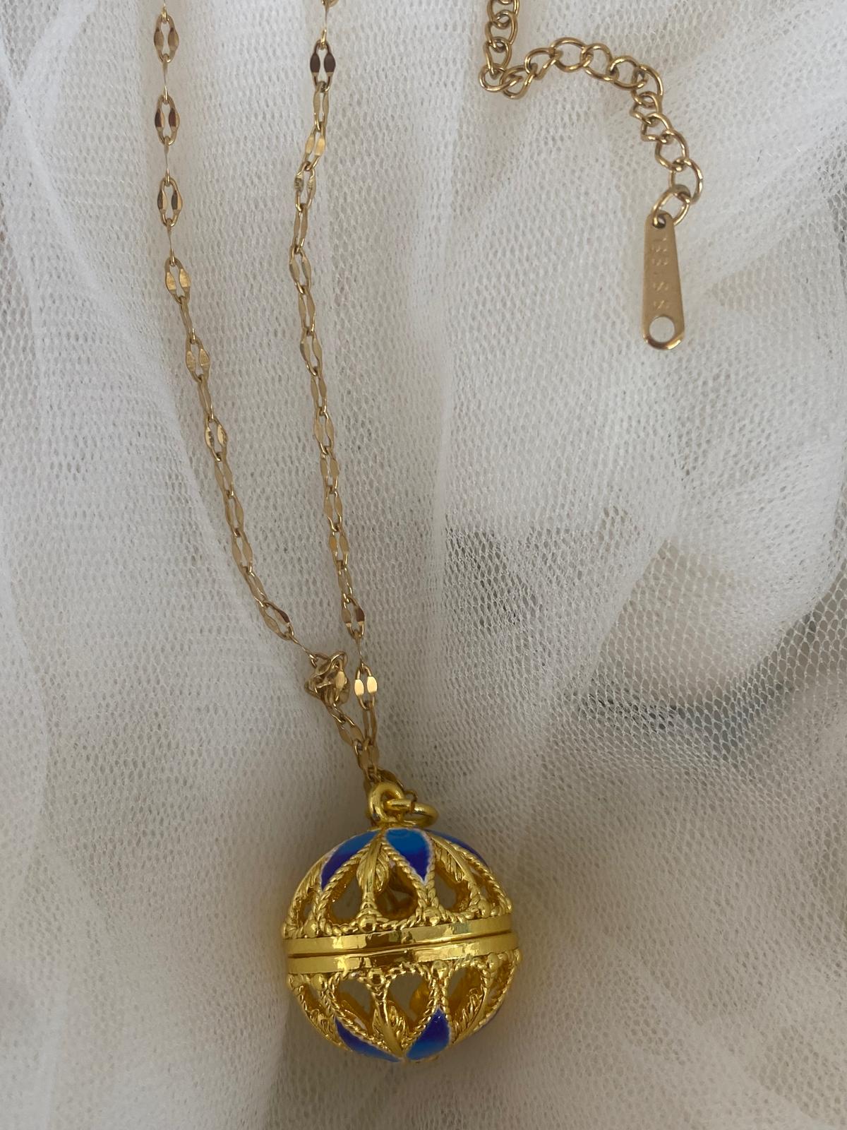 Llamador de Ángeles dorado decorado azul