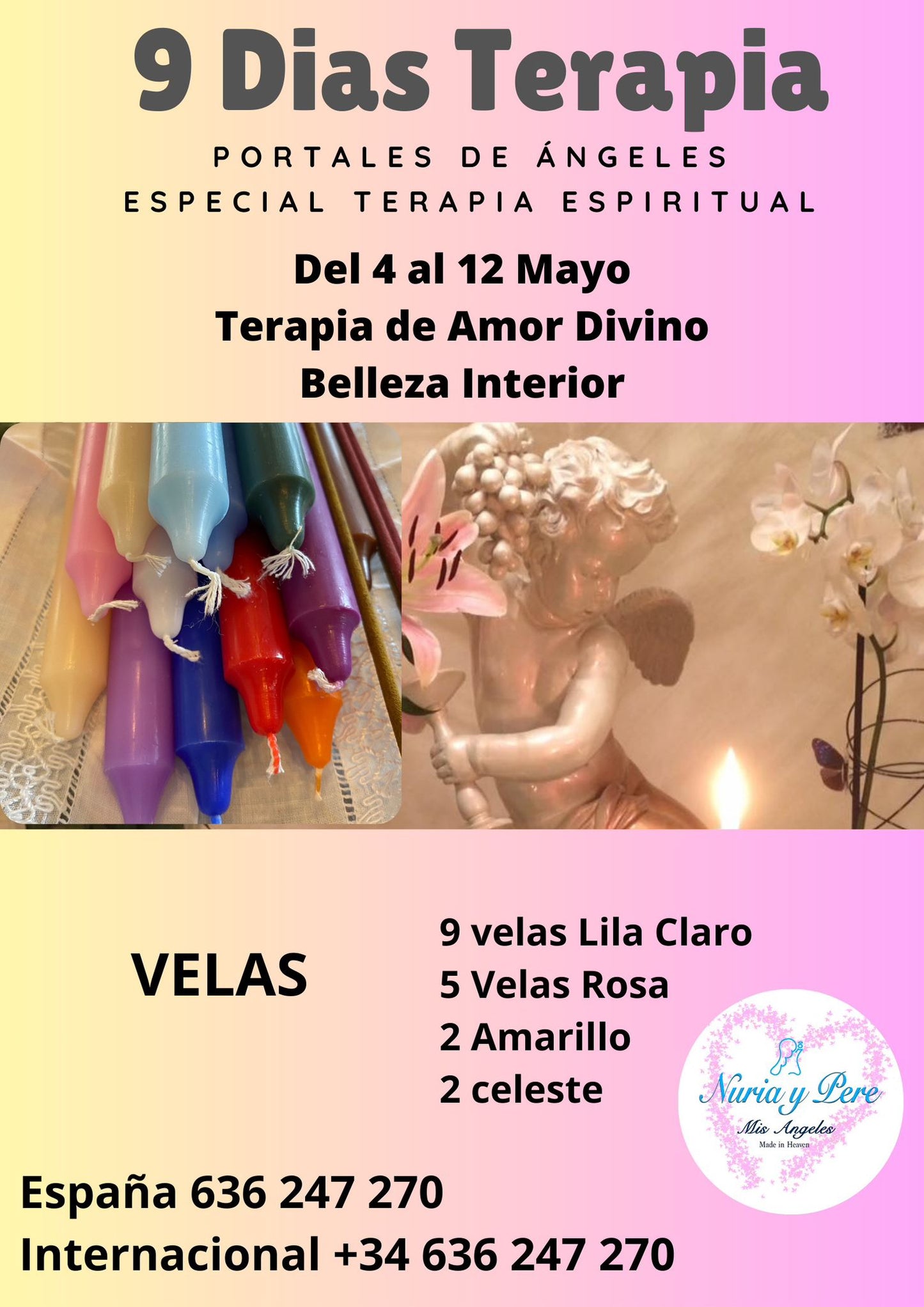 Pack Velones y Velas Terapia Amor Divino y Belleza Interior