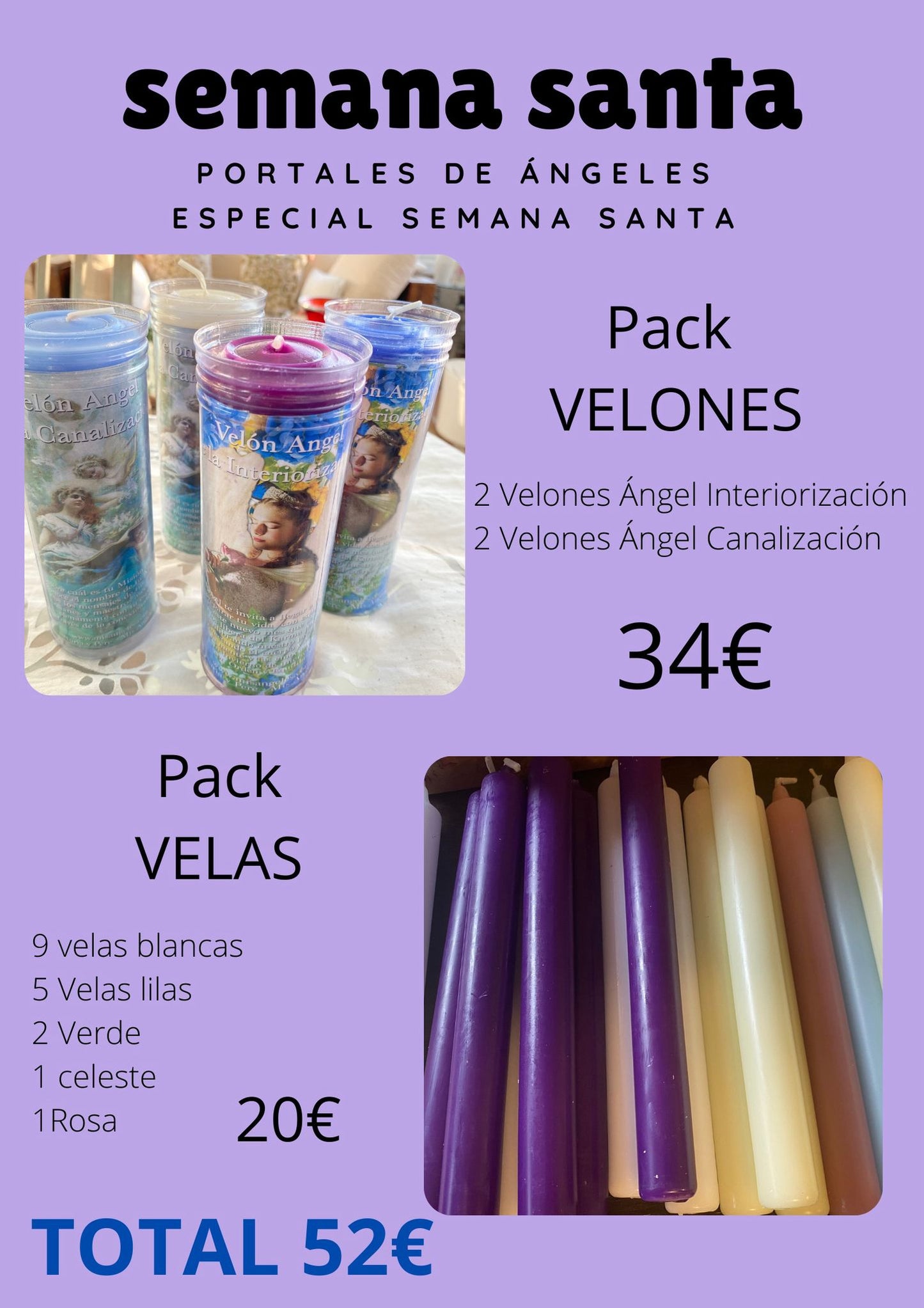 Pack Velones y Velas Terapia Espiritual Semana Santa