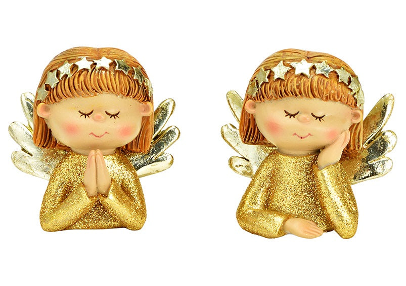 Angelita rezando con brillantina dorada