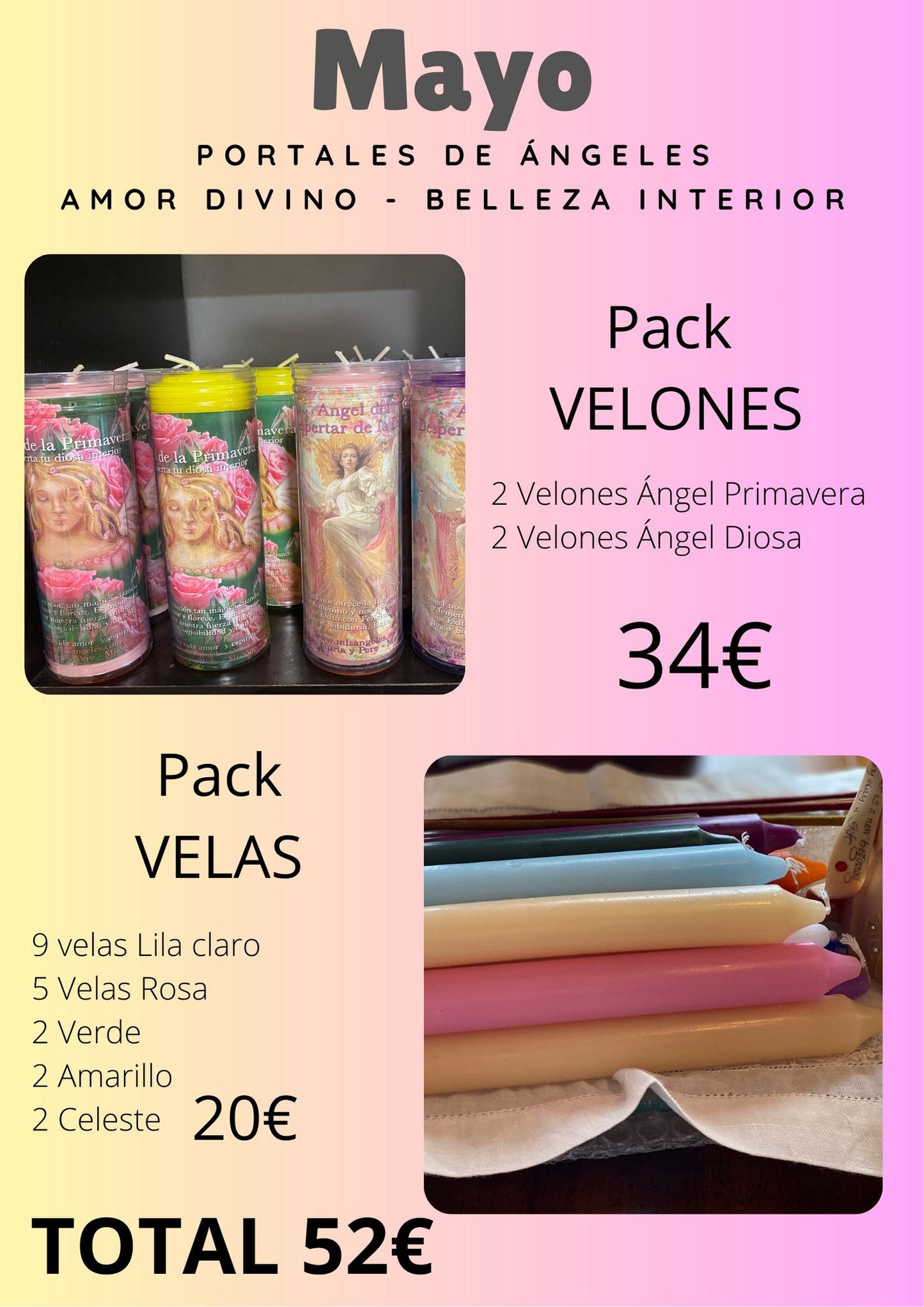 Pack Velas Terapia de Amor Divino y Belleza Interior